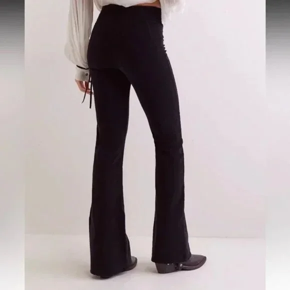 Free People Jayde Seamed Corduroy Flare Pants Size 31 Black - Picture 6 of 16